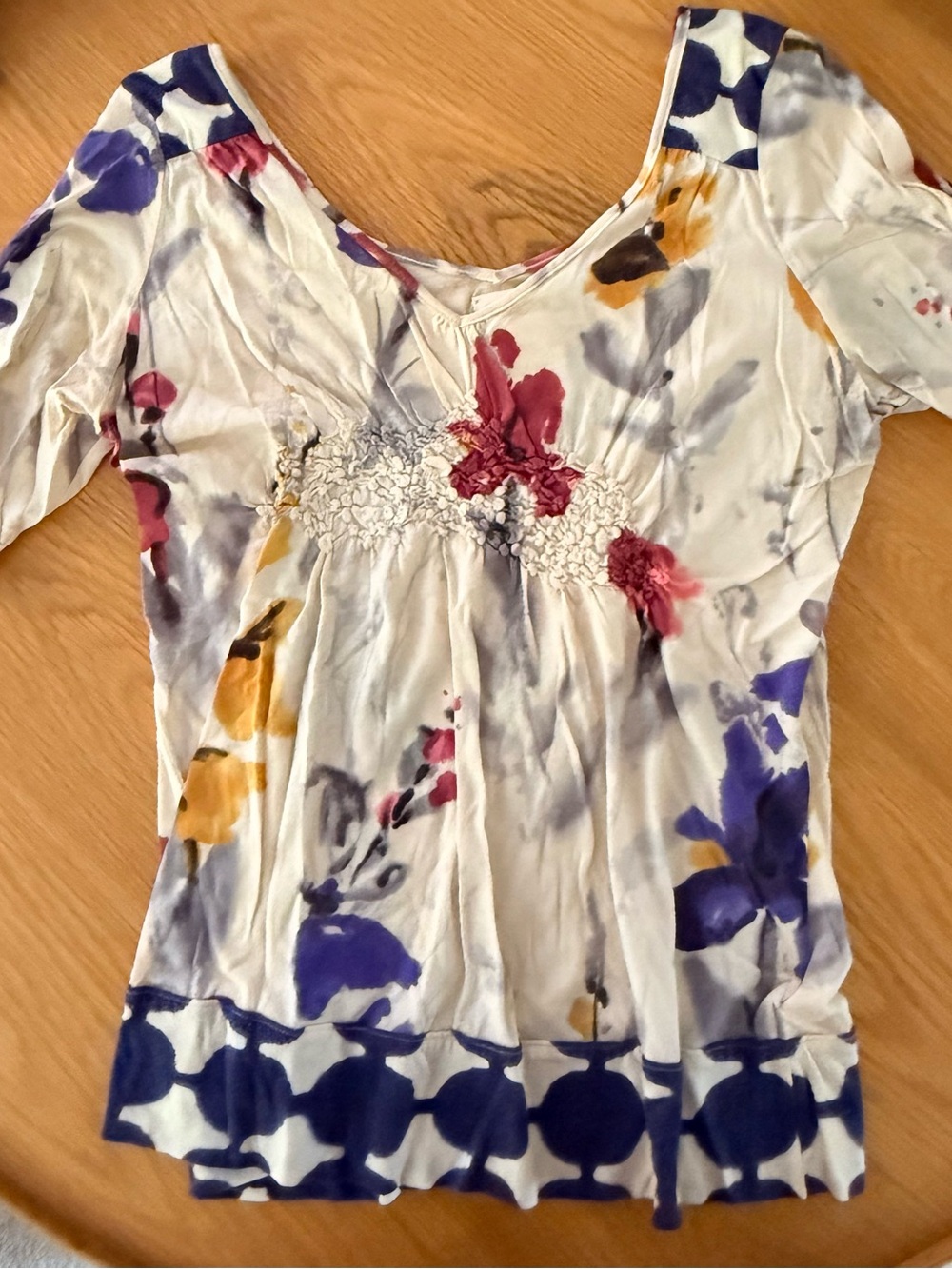 Vintage Anthropologie Floral Scoop-Neck Women’s Top